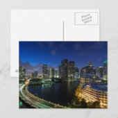Verhoogde stadshemelijn vanaf Brickell Key Briefkaart (Voorkant / Achterkant)