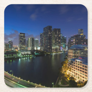 Verhoogde stadshemelijn vanuit Brickell Key Kartonnen Onderzetters
