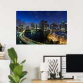 Verhoogde stadshemelijn vanuit Brickell Key Poster (Thuiskantoor)