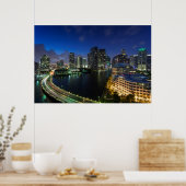 Verhoogde stadshemelijn vanuit Brickell Key Poster (Keuken)