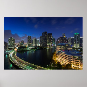 Verhoogde stadshemelijn vanuit Brickell Key Poster