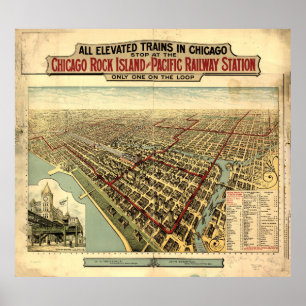 Verhoogde treinen in Chicago (1897) Poster