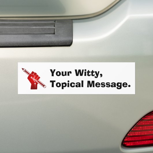 Verhoogde vuist die een potlood vasthoudt bumpersticker (Op auto)