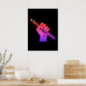 Verhoogde vuistpotlood Regenboog Poster (Keuken)