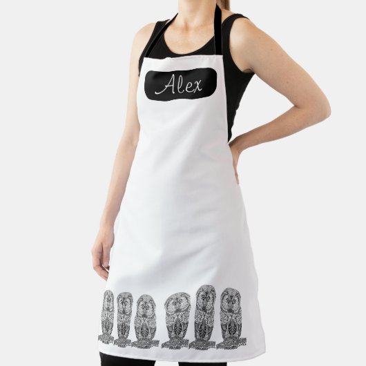 Verhoogde witte en zwarte uil schort (Insitu)