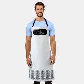 Verhoogde witte en zwarte uil schort (Gedragen)