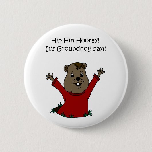 Verhoorn haar Groundhog dag in wit Ronde Button 5,7 Cm (Voorkant)