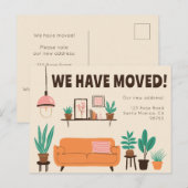 Verhuisaankondiging Adres Schattigee Woonkamer Ban Briefkaart (Voorkant / Achterkant)