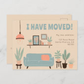 Verhuisaankondiging Adres Schattigee Woonkamer Ban Briefkaart (Voorkant / Achterkant)