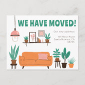 Verhuisaankondiging Adres Schattigee Woonkamer Ban Briefkaart (Voorkant)
