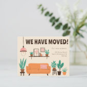Verhuisaankondiging Adres Schattigee Woonkamer Ban Briefkaart (Staand voorkant)
