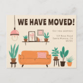 Verhuisaankondiging Adres Schattigee Woonkamer Ban Briefkaart (Voorkant)