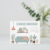 Verhuisaankondiging Adres Schattigee Woonkamer Ban Briefkaart (Staand voorkant)
