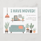 Verhuisaankondiging Adres Schattigee Woonkamer Ban Briefkaart (Voorkant)