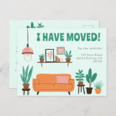 Verhuisaankondiging Adres Schattigee Woonkamer Ban Briefkaart (Voorkant / Achterkant)