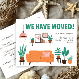 Verhuisaankondiging Adres Schattigee Woonkamer Ban Briefkaart