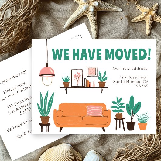 Verhuisaankondiging Adres Schattigee Woonkamer Ban Briefkaart