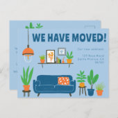 Verhuisaankondiging Adres Schattigee Woonkamer Ban Briefkaart (Voorkant / Achterkant)