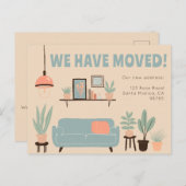 Verhuisaankondiging Adres Schattigee Woonkamer Ban Briefkaart (Voorkant / Achterkant)