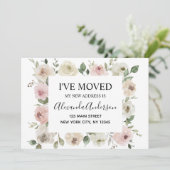 Verhuisaankondiging Dusty Pink Floral Kaart (Staand voorkant)