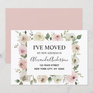 Verhuisaankondiging Dusty Pink Floral Kaart