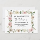 Verhuisaankondiging Dusty Pink Floral Kaart (Voorkant)