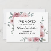 Verhuisaankondiging Dusty Pink Floral Kaart (Voorkant)