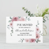 Verhuisaankondiging Dusty Pink Floral Kaart (Staand voorkant)