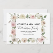 Verhuisaankondiging Dusty Pink Floral Kaart (Voorkant)