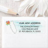 Verhuisaankondiging Florida Kaart Retouradres Etiket (Insitu)