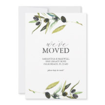 Verhuisaankondiging Kaarten Waterverf Olijftak