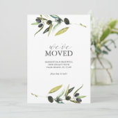 Verhuisaankondiging Kaarten Waterverf Olijftak (Staand voorkant)