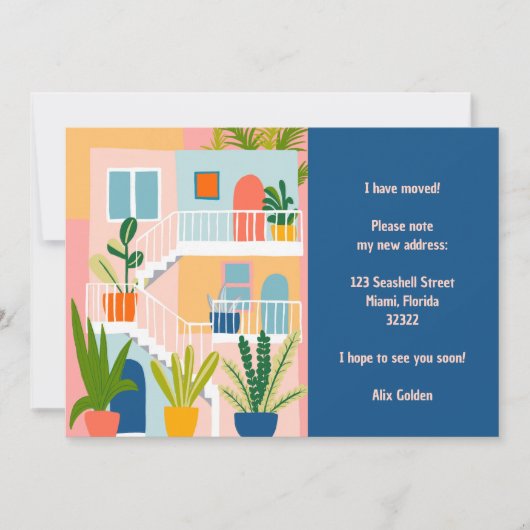 Verhuisaankondiging Nieuw adres Kleurrijk appartem Aankondiging (Voorkant)