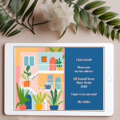 Verhuisaankondiging Nieuw adres Kleurrijk appartem Aankondiging