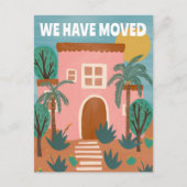 Verhuisaankondiging Nieuw Adres Pink House CUSTOM Briefkaart (Voorkant)