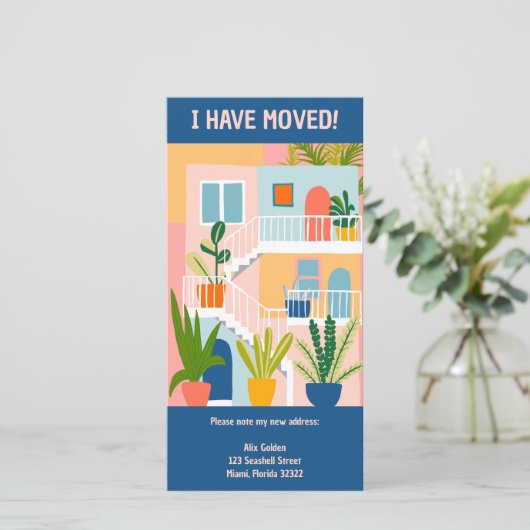 Verhuisaankondiging Nieuw appartement boomvrije Ka Save The Date (Staand voorkant)