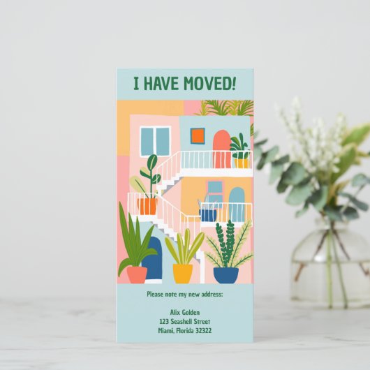 Verhuisaankondiging Nieuw appartement boomvrije Ka Save The Date (Staand voorkant)