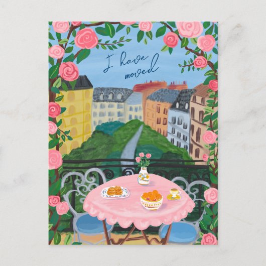 VERHUISAANKONDIGING Nieuw Home Adres Balkon Uitzic Briefkaart (Voorkant)