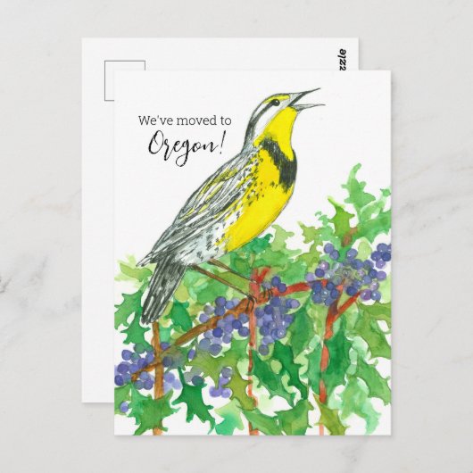 Verhuisaankondiging Oregon Meadowlark Grape Briefkaart (Voorkant / Achterkant)