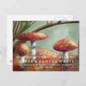 Verhuisaankondiging paddestool olieverf aankondigingskaart (Voorkant / Achterkant)