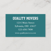 Verhuisbedrijf, Visitekaartje (Achterkant)