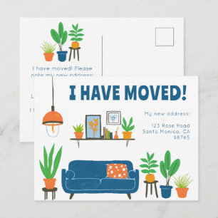 Verhuisbericht Adres Cute Woonkamer Bank Briefkaart