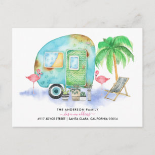 Verhuisbericht Ansichtkaart Aquarel Caravan Aankondigingskaart