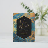 Verhuisbericht Blauw Goud Marmer Inkt Modern Briefkaart (Staand voorkant)