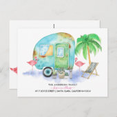 Verhuisbericht Briefkaart | Aquarel Caravan (Voorkant / Achterkant)