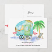 Verhuisbericht Briefkaart | Watercolor Caravan (Voorkant / Achterkant)