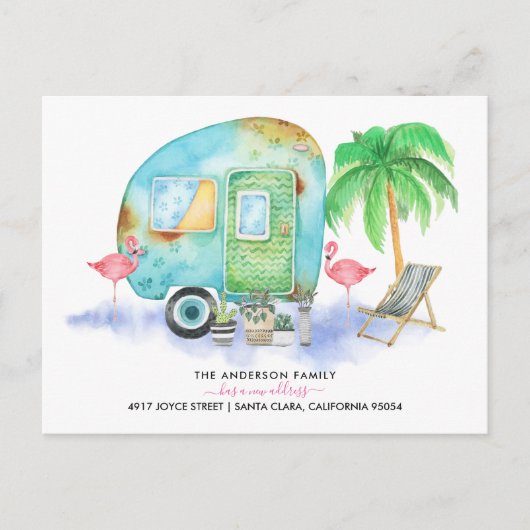 Verhuisbericht Briefkaart | Watercolor Caravan (Voorkant)