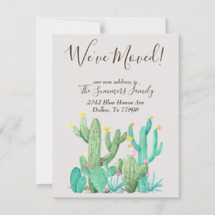 Verhuisbericht Cactus Succulent Watercolor Kaart