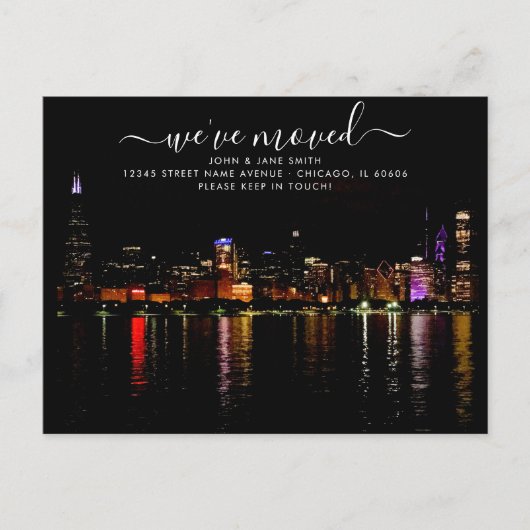 Verhuisbericht Chicago ansichtkaart Aankondigingskaart (Voorkant)