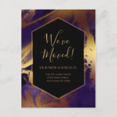 Verhuisbericht Goud Paarse Marmer Inkt Modern Briefkaart (Voorkant)